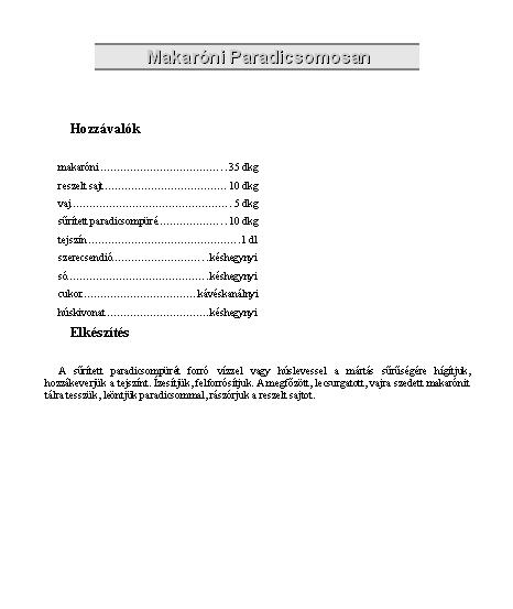 Minta: A k�sz recept